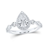 14kt White Gold Pear Diamond Halo Bridal Wedding Engagement Ring 2 Cttw
