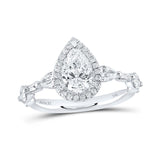 14kt White Gold Pear Diamond Halo Bridal Wedding Engagement Ring 1-7/8 Cttw