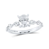 14kt White Gold Oval Diamond Solitaire Bridal Wedding Engagement Ring 1-3/4 Cttw