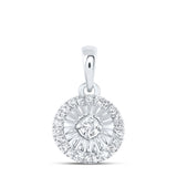 Sterling Silver Womens Round Diamond Cluster Pendant 1/8 Cttw