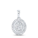 Sterling Silver Womens Round Diamond Oval Pendant 1/5 Cttw
