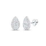 10kt White Gold Womens Pear Diamond Teardrop Earrings 3/8 Cttw
