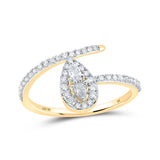 10kt Yellow Gold Womens Pear Diamond Band Ring 3/8 Cttw