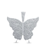 10kt White Gold Womens Round Diamond Butterfly Pendant 4-1/5 Cttw