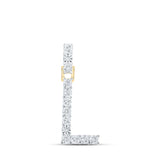10kt Yellow Gold Womens Round Diamond L Initial Letter Pendant 1/12 Cttw