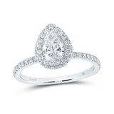 14kt White Gold Pear Diamond Slender Halo Bridal Wedding Engagement Ring 1 Cttw