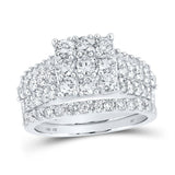 10kt White Gold Round Diamond Bridal Wedding Ring Band Set 2 Cttw