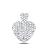 10kt White Gold Womens Round Diamond Heart Pendant 3/4 Cttw