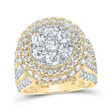 10kt Yellow Gold Womens Round Diamond Cluster Fashion Ring 4 Cttw