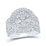 10kt White Gold Womens Round Diamond Cluster Ring 3 Cttw