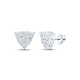10kt White Gold Womens Round Diamond Triangle Earrings 3/4 Cttw
