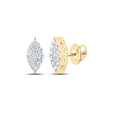 10kt Yellow Gold Womens Round Diamond Cluster Earrings 3/4 Cttw