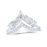 14kt White Gold Womens Princess Diamond Fashion Ring 1-3/8 Cttw