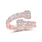 10kt Rose Gold Womens Round Diamond Square Cuff Band Ring 1 Cttw