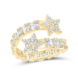 10kt Yellow Gold Womens Round Diamond Star Cuff Band Ring 1 Cttw