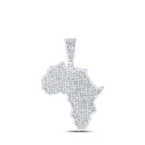 Sterling Silver Mens Round Diamond Africa Charm Pendant 1 Cttw