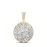 10kt Yellow Gold Mens Round Diamond Africa Circle Charm Pendant 1-1/3 Cttw