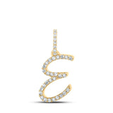 10kt Yellow Gold Womens Round Diamond E Initial Letter Pendant 1/8 Cttw