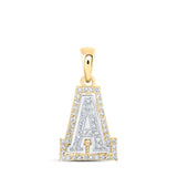 10kt Two-tone Gold Womens Round Diamond A Initial Letter Pendant 1/6 Cttw