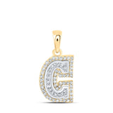 10kt Two-tone Gold Womens Round Diamond C Initial Letter Pendant 1/5 Cttw