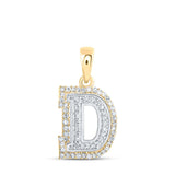 10kt Two-tone Gold Womens Round Diamond D Initial Letter Pendant 1/5 Cttw