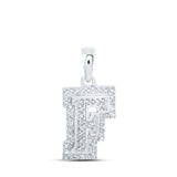 10kt White Gold Womens Round Diamond F Initial Letter Pendant 1/5 Cttw