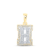 10kt Two-tone Gold Womens Round Diamond H Initial Letter Pendant 1/5 Cttw