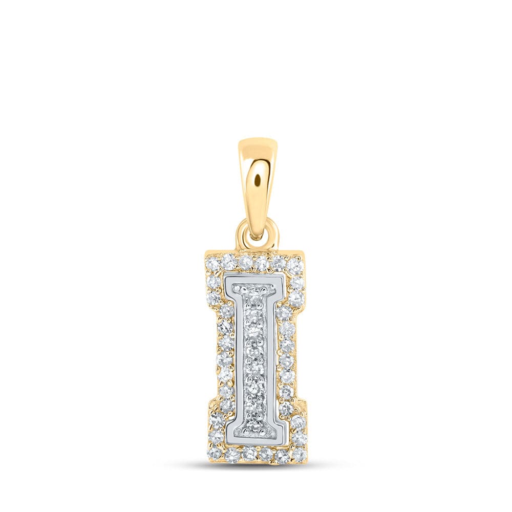 10kt Two-tone Gold Womens Round Diamond I Initial Letter Pendant 1/8 Cttw
