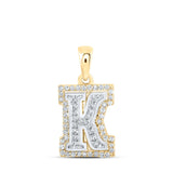 10kt Two-tone Gold Womens Round Diamond K Initial Letter Pendant 1/5 Cttw