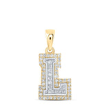10kt Two-tone Gold Womens Round Diamond L Initial Letter Pendant 1/6 Cttw