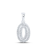 10kt White Gold Womens Round Diamond O Initial Letter Pendant 1/6 Cttw