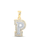 10kt Two-tone Gold Womens Round Diamond P Initial Letter Pendant 1/6 Cttw