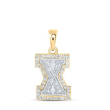 10kt Two-tone Gold Womens Round Diamond X Initial Letter Pendant 1/5 Cttw