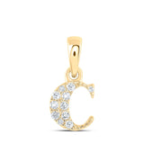 10kt Yellow Gold Womens Round Diamond C Initial Letter Pendant 1/20 Cttw