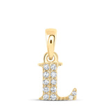 10kt Yellow Gold Womens Round Diamond L Initial Letter Pendant 1/20 Cttw
