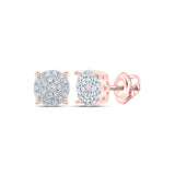 10kt Rose Gold Womens Round Diamond Cluster Earrings 1/4 Cttw