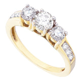 14kt Yellow Gold Womens Round Diamond 3-stone Bridal Wedding Engagement Ring 1.00 Cttw