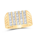 10kt Yellow Gold Mens Round Diamond 5-Row Band Ring 1 Cttw