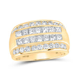 10kt Yellow Gold Mens Princess Diamond Band Ring 2-1/2 Cttw
