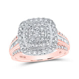 10kt Rose Gold Womens Round Diamond Square Ring 1 Cttw