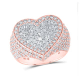 10kt Rose Gold Womens Round Diamond Pave Heart Ring 2-3/4 Cttw