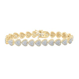 10kt Yellow Gold Womens Round Diamond Heart Bracelet 2-5/8 Cttw