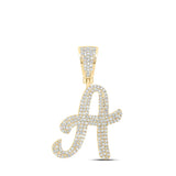 10kt Yellow Gold Mens Round Diamond A Initial Letter Charm Pendant 1 Cttw