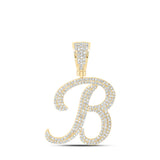 10kt Yellow Gold Womens Round Diamond B Initial Letter Pendant 1 Cttw