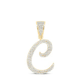 10kt Yellow Gold Womens Round Diamond C Initial Letter Pendant 3/4 Cttw