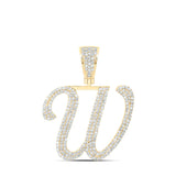 10kt Yellow Gold Mens Round Diamond W Initial Letter Charm Pendant 1-1/4 Cttw