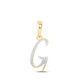 10kt Yellow Gold Womens Round Diamond G Initial Letter Pendant 1/12 Cttw