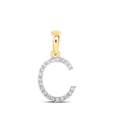 10kt Yellow Gold Womens Round Diamond C Initial Letter Pendant 1/12 Cttw