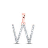 10kt Rose Gold Womens Round Diamond W Initial Letter Pendant 1/8 Cttw