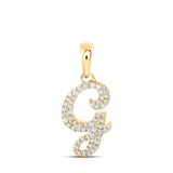10kt Yellow Gold Womens Round Diamond G Initial Letter Pendant 1/6 Cttw